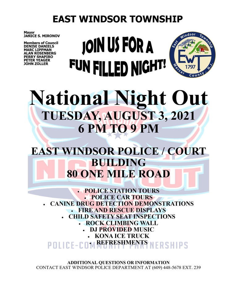 Official Website of East Windsor Township, New Jersey National Night Out